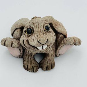 Vintage Clay Folk Art Bucktooth Bunny Rabbit For Easter Decor or Garden/Lawn Art